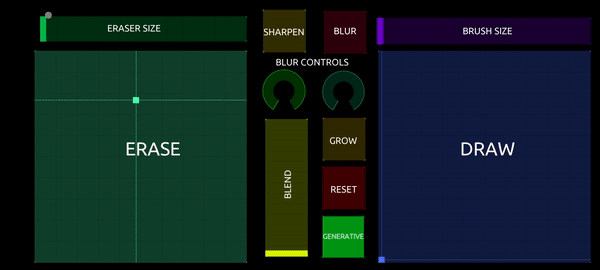 An interactive audio-visual interface with draw and erase controls